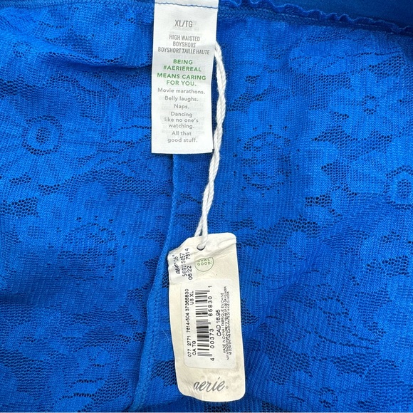 Smoothez by Aerie High Waisted Boyshort Size XL Royal Blue Floral Lace NWT - Picture 7 of 8